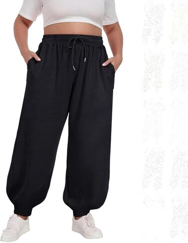 Plus Size Sweatpants Women Baggy Joggers Casual Drawstring High Waisted Workout Lounge Pant Pockets in Saudi Arabia