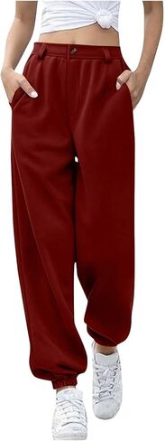 Baggy Sweatpants for Women Plus Size High Waisted Joggers Pocket Soild Drawstring Sport Casual Workout Pant in Kuwait