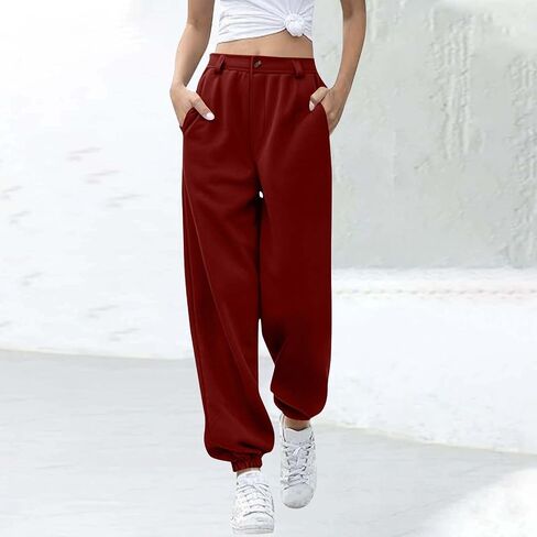 Baggy Sweatpants for Women Plus Size High Waisted Joggers Pocket Soild Drawstring Sport Casual Workout Pant in Kuwait