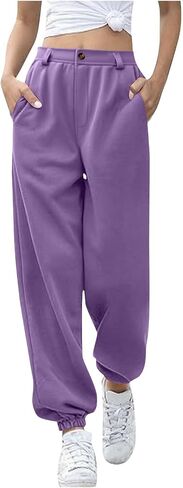 Baggy Sweatpants for Women Plus Size High Waisted Joggers Pocket Soild Drawstring Sport Casual Workout Pant in Kuwait