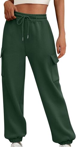 Cargo Sweatpants for Women Oversized Fleece Joggers Fall Fashion Outfits Y2k Clothes Sweatpant Pockets in Saudi Arabia