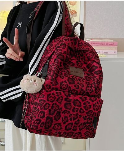 Fashion Cheetah Backpack Shoulder Bag, Trendy y2k Design Daypack Bookbag Leopard Print Coquette Purse Women Men Daily (Purple) in Kuwait