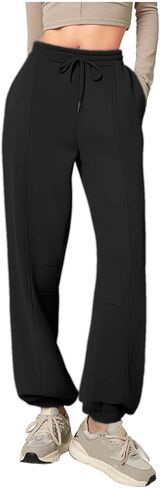 Womens High Waisted Sweatpants Workout Athletic Joggers Drawstring Baggy Lounge Cinch Bottom Pants Pocket in Saudi Arabia