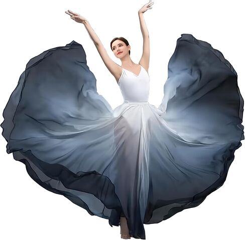 Long Sheer Lyrical Dance Skirt for Women's Swing Wrap Skirt Modern Ballet Costumes Performance in Saudi Arabia