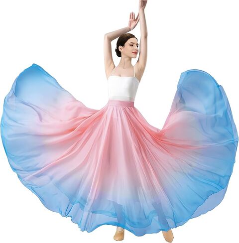 Long Sheer Lyrical Dance Skirt for Women's Swing Wrap Skirt Modern Ballet Costumes Performance in Saudi Arabia