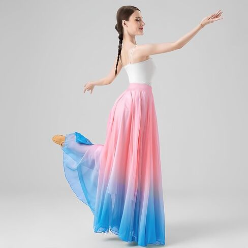 Long Sheer Lyrical Dance Skirt for Women's Swing Wrap Skirt Modern Ballet Costumes Performance in Saudi Arabia