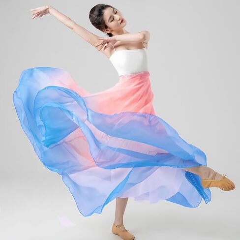 Long Sheer Lyrical Dance Skirt for Women's Swing Wrap Skirt Modern Ballet Costumes Performance in Saudi Arabia