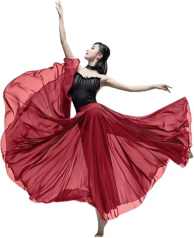 Long Sheer Lyrical Dance Skirt for Women's Swing Wrap Skirt Modern Ballet Costumes Performance in Saudi Arabia