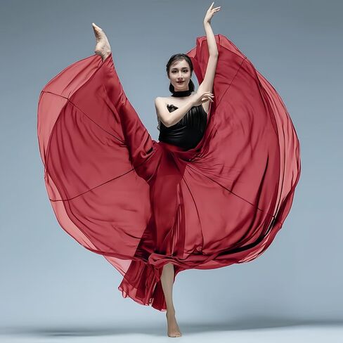 Long Sheer Lyrical Dance Skirt for Women's Swing Wrap Skirt Modern Ballet Costumes Performance in Saudi Arabia