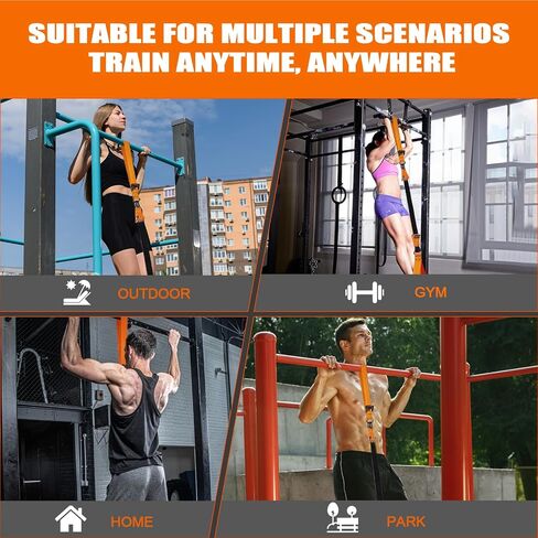 Pull Up Assistance Bands Set of 11 (375lbs)–Extra Heavy Duty Band, Dual Foot Rest, Door Anchor, Handles–Adjustable Resistance Bands for Pull Up Bar, Strength Training, Home Gym Workout in Saudi Arabia