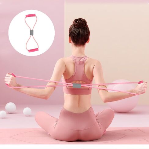 Saludea Resistance Band, 2 PCS with Handles Figure 8 Resistance Band, Yoga Gym Fitness Pulling Rope for Full Body Workout Arms Shoulders Back Legs and Buttocks (Pink) in Saudi Arabia