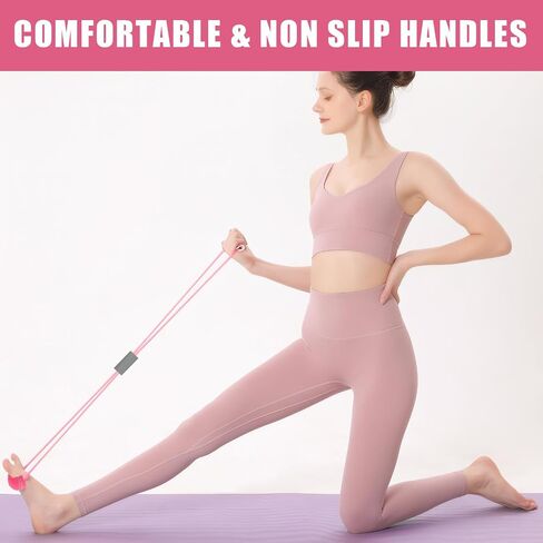 Saludea Resistance Band, 2 PCS with Handles Figure 8 Resistance Band, Yoga Gym Fitness Pulling Rope for Full Body Workout Arms Shoulders Back Legs and Buttocks (Pink) in Saudi Arabia