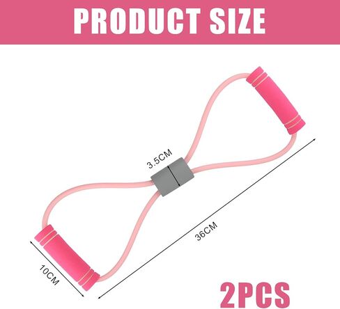 Saludea Resistance Band, 2 PCS with Handles Figure 8 Resistance Band, Yoga Gym Fitness Pulling Rope for Full Body Workout Arms Shoulders Back Legs and Buttocks (Pink) in Saudi Arabia