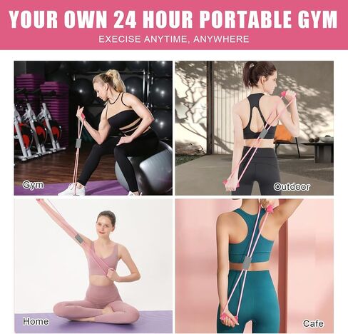 Saludea Resistance Band, 2 PCS with Handles Figure 8 Resistance Band, Yoga Gym Fitness Pulling Rope for Full Body Workout Arms Shoulders Back Legs and Buttocks (Pink) in Saudi Arabia