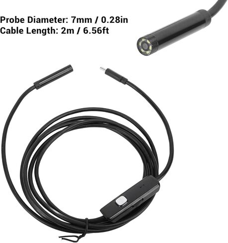 USB C Endoscope Camera, 2MP HD Borescope, Digital Snake Camera Handheld Inspection Camera for Mechanical Internal Structure, 7mm Diameter, 2 Meter Length in Saudi Arabia