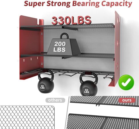 NWH Power Tool Organizer Wall Mount,Tool Organizer with 5 Drill Racks in Garage, 3 Levels of Storage Space, Heavy Duty Metal Power Tool Storage Rack Tool Shelf for Garage Organization in Kuwait