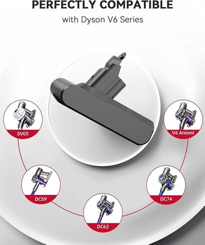 موربايلوت بطارية ليثيوم ايون بديلة V6 3000mAh 21.6 فولت لبطاريات مكنسة دايسون V6 DC59 DC58 DC61 DC62 DC72 DC74 - مع 2 عبوة من فلتر v6 مجاني in Kuwait