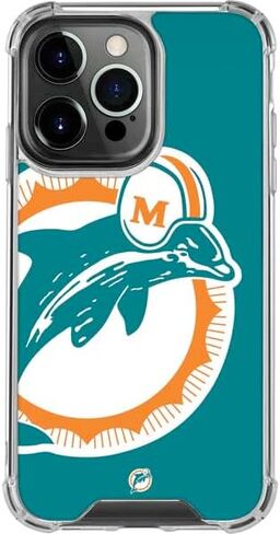 Skinit Clear Phone Case متوافق مع iPhone 15 Pro - تصميم شعار NFL Miami Dolphins المرخص رسميًا in Saudi Arabia