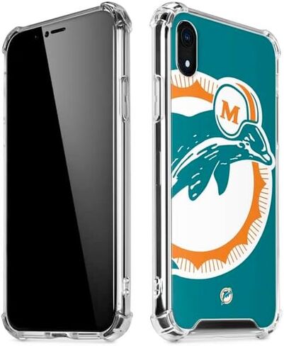 Skinit Clear Phone Case متوافق مع iPhone XR - تصميم شعار NFL Miami Dolphins المرخص رسميًا in Saudi Arabia