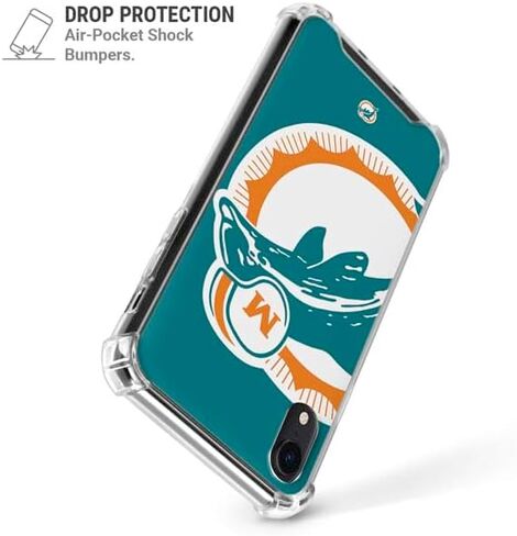 Skinit Clear Phone Case متوافق مع iPhone XR - تصميم شعار NFL Miami Dolphins المرخص رسميًا in Saudi Arabia