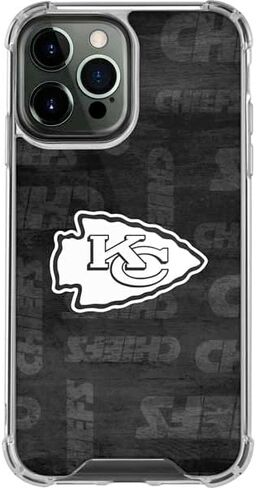 Skinit Clear Phone Case متوافق مع iPhone 14 Pro Max - NFL Kansas City Chief الأسود والأبيض in Saudi Arabia
