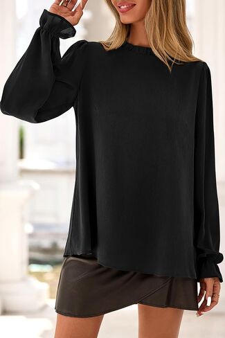 CFLONGE LOME LONGLE TUME Long Sleeve Tops للنساء العصرية 2025 FALL FASHING TURTS TUNIC OUT TOPS in Kuwait