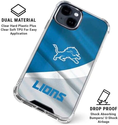 Skinit Clear Phone Case Compatible with iPhone 15 Plus - Officially Licensed NFL Detroit Lions Design in Saudi Arabia