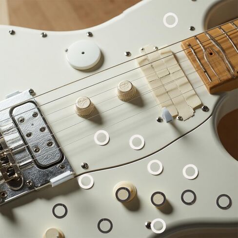 30 PCS فاصل موالف الجيتار ، غسالات ضبط الغيتار ، غسالات موالف ربط ربط الوغز للقيثارات الكهربائية الصوتية ، ملحقات الغيتار الكهربائي ، 15 جهاز كمبيوترا أبيض البلاستيك ، 15 pcs أسود معدني in Kuwait