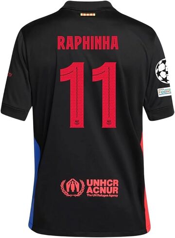 Raphinha 11 Away Soccer Jersey Men’s Fan Version – Lightweight, Breathable Football Shirt, Black in Saudi Arabia