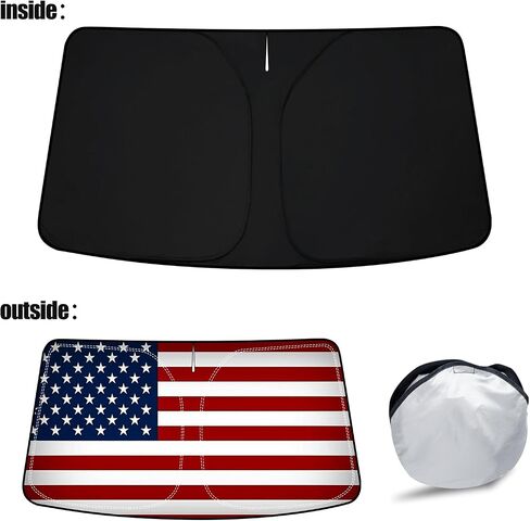 D-Lumina Winshield Sun Shade with USA Flag for 2013-2019 Fo-rd Escape, Foldable Front Sun Shield Protector Blocks UV Rays, Window Sunshade Sun Visor Interior Accessories in Saudi Arabia
