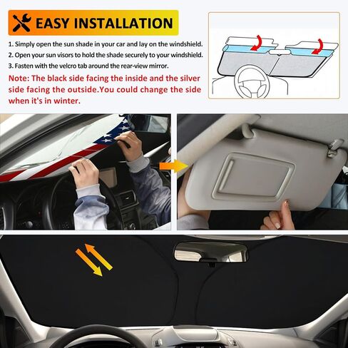 D-Lumina Winshield Sun Shade with USA Flag for 2013-2019 Fo-rd Escape, Foldable Front Sun Shield Protector Blocks UV Rays, Window Sunshade Sun Visor Interior Accessories in Saudi Arabia
