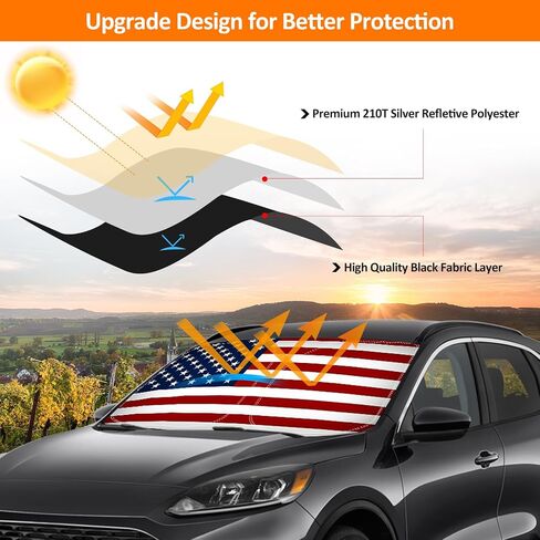 D-Lumina Winshield Sun Shade with USA Flag for 2013-2019 Fo-rd Escape, Foldable Front Sun Shield Protector Blocks UV Rays, Window Sunshade Sun Visor Interior Accessories in Saudi Arabia