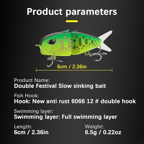 Mini Glide Bait Whopper Popper Fishing Eugh ، Slow Slicking Wide S Motion Smooth Multi-pointed Glide Bait لسمك السلور ، جثم الراح in Saudi Arabia