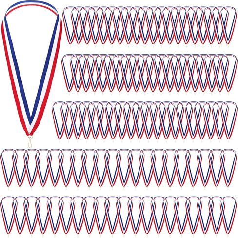 100 PCS Red White و Blue Lanyard Medal Ribbons Neck Ribbon for Medals Award Moled Award With Clips Snap for Daists Most Party Party in Saudi Arabia