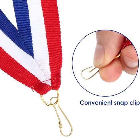 100 PCS Red White و Blue Lanyard Medal Ribbons Neck Ribbon for Medals Award Moled Award With Clips Snap for Daists Most Party Party in Saudi Arabia