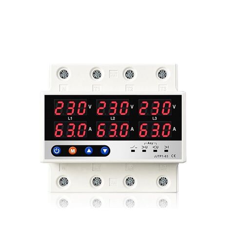 3 Three Phase Voltage Current Relay Protector 100A 63A 60A 220V 3P Over Under Voltage Relay Current Limiter Adjustable Protect 1Pcs(63A Without N 380V) in Saudi Arabia