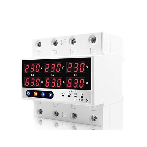 3 Three Phase Voltage Current Relay Protector 100A 63A 60A 220V 3P Over Under Voltage Relay Current Limiter Adjustable Protect 1Pcs(63A Without N 380V) in Saudi Arabia