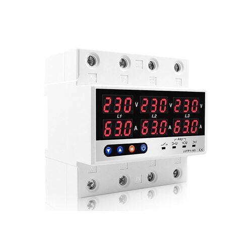 3 Three Phase Voltage Current Relay Protector 100A 63A 60A 220V 3P Over Under Voltage Relay Current Limiter Adjustable Protect 1Pcs(63A Without N 380V) in Saudi Arabia
