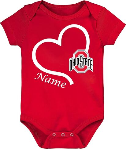 Ohio State Buckeyes Officially Licensed 100% Cotton Personalized Love Heart Baby Bodysuit in Saudi Arabia
