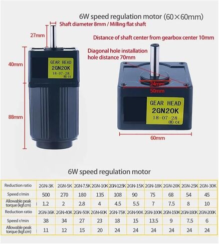 asynchronous motor 6W 220V AC Gear Motor With Speed Regulator 2IK6RGN-C Adjustable Speed Single Phase High Torque Asynchronous Motor(0-7.5RPM) in Saudi Arabia