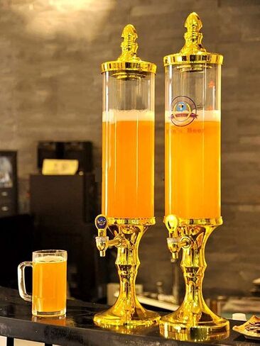 Tist Beer مشروبات موزع البيرة الموزع ، دلو البيرة 3L Ice Core Bever Beverage موزع ، مع LED LED ، BARLE BAN Accessory Bar Home Dispenser (Silver ، 3L) in Saudi Arabia