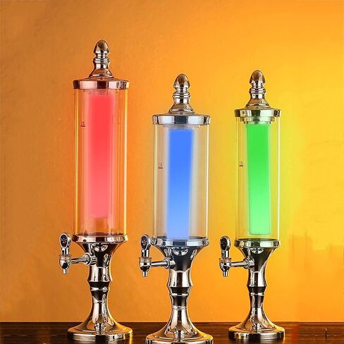 Beer Drinks Dispenser Beer Dispenser, 1.5L/2L/3L Transparent Beverage Dispenser, with Colored Lights and Detachable Ice Tube Home Bar Cask Ale Dispenser(2L) in Saudi Arabia