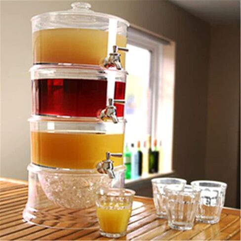 TIST Beer Drinks Dispenser Beer Dispenser 3-Layer 4-Liter Capacity Beverage Dispenser Faucet and Ice Container Beverage Dispenser (Size: 24X47CM) Home Bar Cask Ale Dispenser in Saudi Arabia