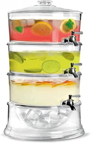TIST Beer Drinks Dispenser Beer Dispenser 3-Layer 4-Liter Capacity Beverage Dispenser Faucet and Ice Container Beverage Dispenser (Size: 24X47CM) Home Bar Cask Ale Dispenser in Saudi Arabia