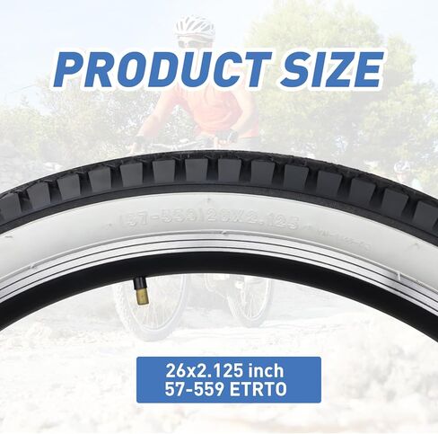 WEEROCK 24/26 Inch Bike Tire 2 Pack 24 x 2.125/26 x 2.125 White Wall Side Tires with/Without Inner Tubes for 24" 26" Bicycle Replacement Tyres for 24 Inch Beach Cruiser Bike，City Bicycle, Hybrid Bike in Kuwait