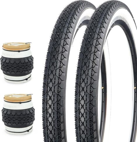 WEEROCK 24/26 Inch Bike Tire 2 Pack 24 x 2.125/26 x 2.125 White Wall Side Tires with/Without Inner Tubes for 24" 26" Bicycle Replacement Tyres for 24 Inch Beach Cruiser Bike，City Bicycle, Hybrid Bike in Kuwait