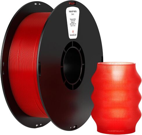 Transparent PETG Filament Red 1.75mm,Clear Red PETG 3D Printer Filament 1kg Spool (2.2lbs), Upgrade Stronger Toughness Printing Consumables, +/-0.03mm,Fit Most FDM Printer in Kuwait