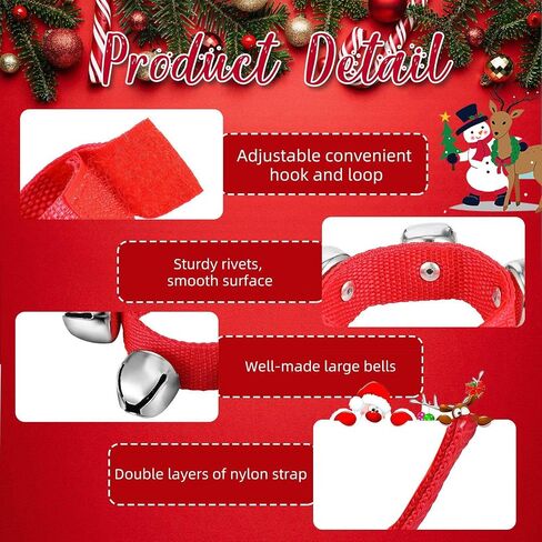 LEIFIDE 12 Pcs Christmas Wrist Band Bells Bracelets Wrist Band Shaking Bells Musical Instruments Adjustable Bells Rhythm Wristband Bells for School Family Adults Christmas Party Favors in Kuwait