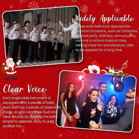 LEIFIDE 12 Pcs Christmas Wrist Band Bells Bracelets Wrist Band Shaking Bells Musical Instruments Adjustable Bells Rhythm Wristband Bells for School Family Adults Christmas Party Favors in Kuwait