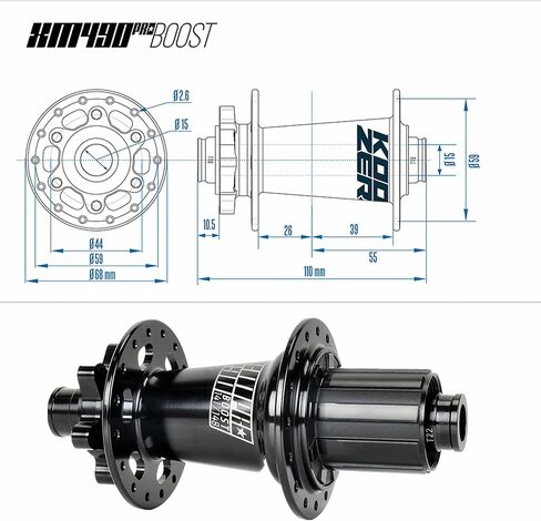 Best Parts XM490 Pro Boost MTB الأمامي/الخلفي المحور 32 ثقب 6 الترباس 72HD سبيكة القرص الفرامل HG محور متوافق مع سرعة Shimano 8-11 و SRAM 8-10 السرعة in Kuwait